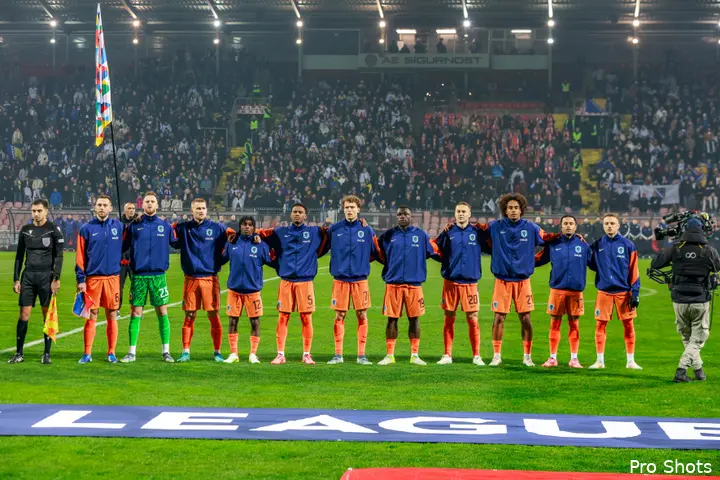 De elf Oranje-internationals die dinsdagavond aan de aftrap stonden tegen Bosnië en Herzegovina.