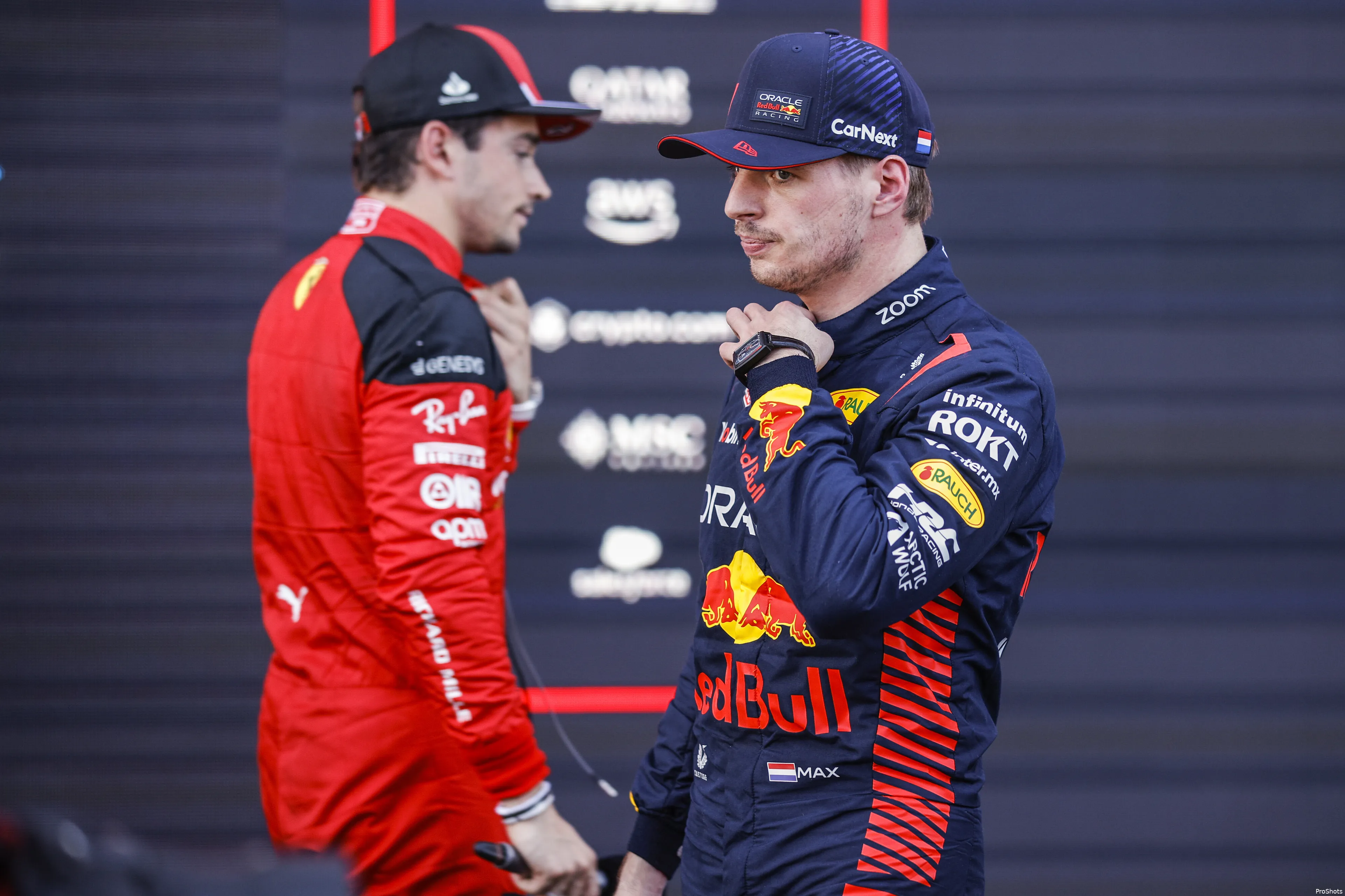 max verstappen charles leclerc red bull racing ferrari f1 gp azerbeidzjan 2023