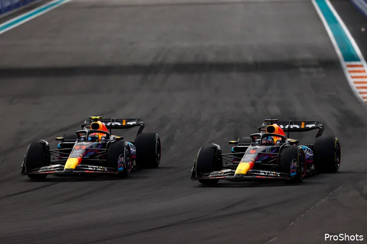 max verstappen sergio perez rb19 red bull racing f1 gp miami 2023