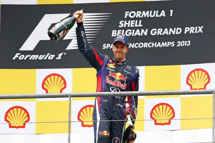 <i>De eerste van negen overwinningen op rij voor Sebastian Vettel.&nbsp;</i>