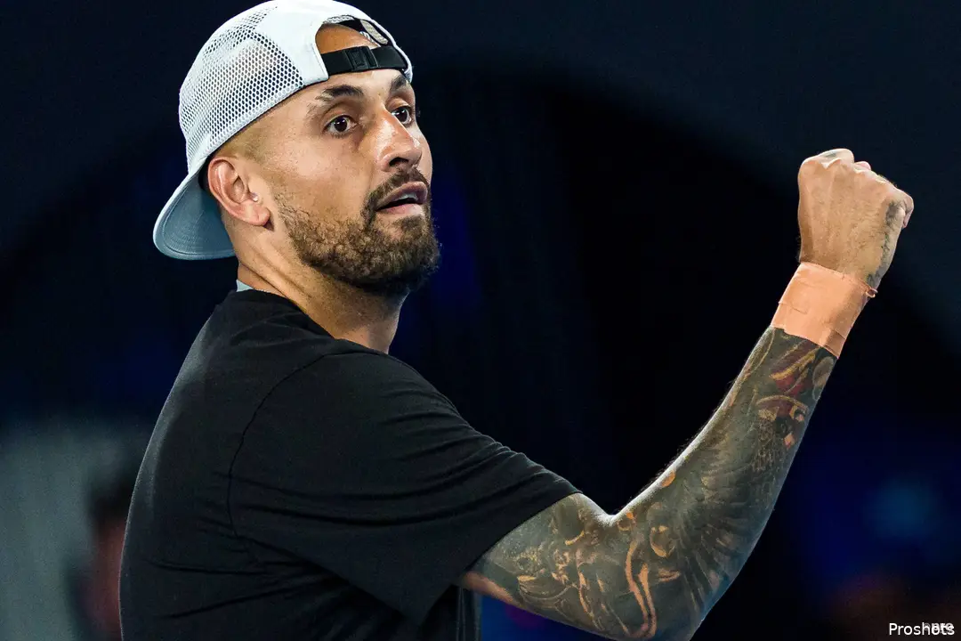 Nick Kyrgios with a fist pump in doubles