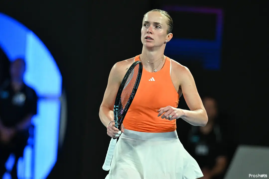 Elina Svitolina celebrates points win.