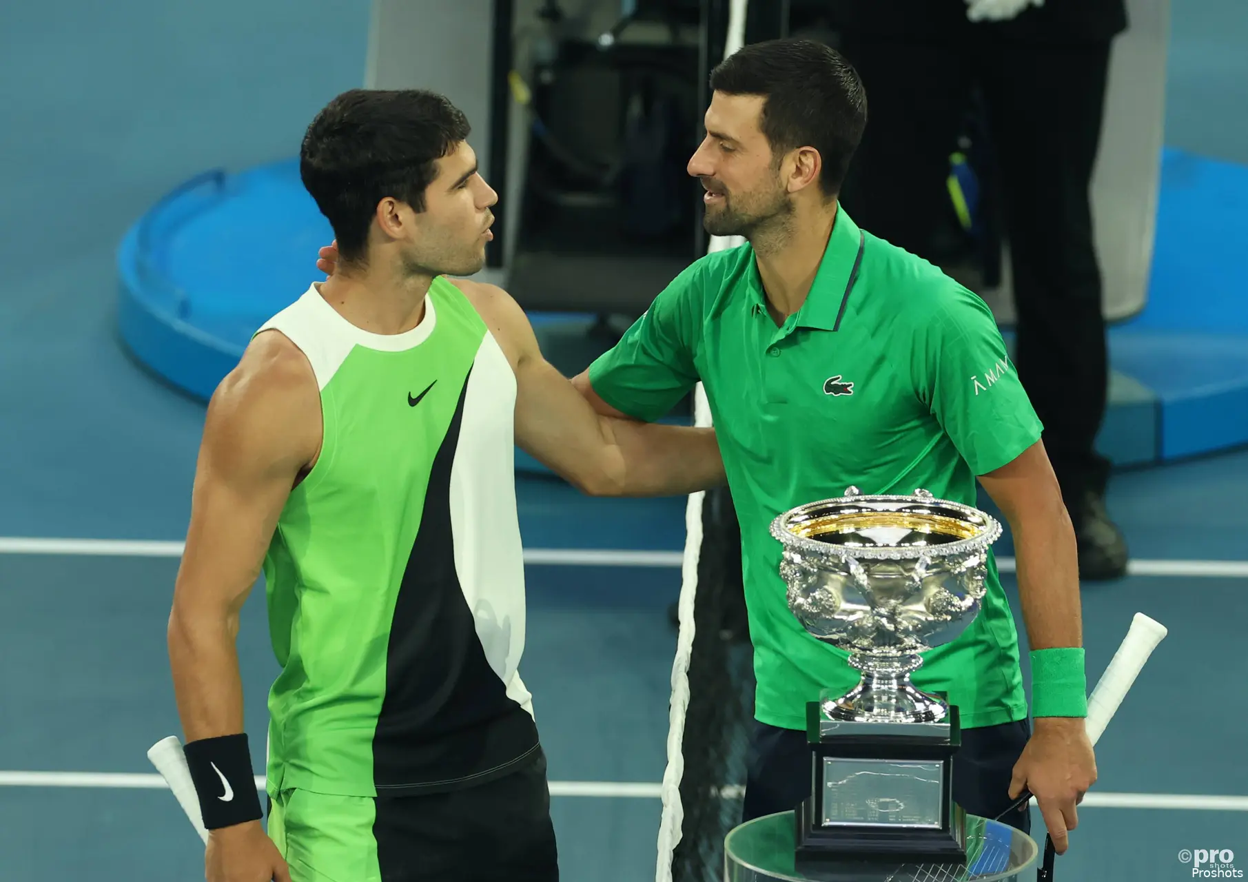 Novak Djokovic with Carlos Alcaraz.