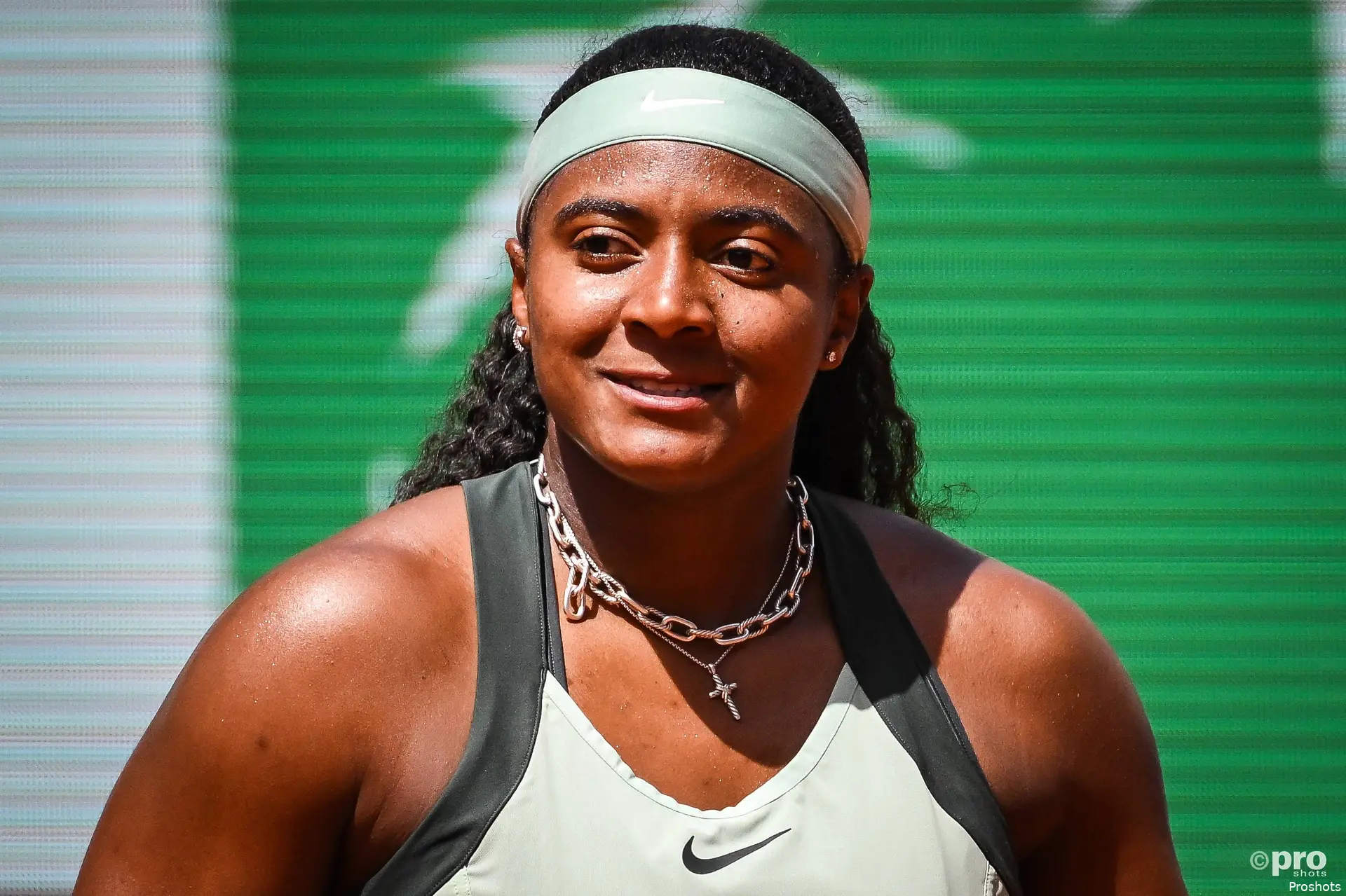 Hailey Baptiste smiling at Roland Garros