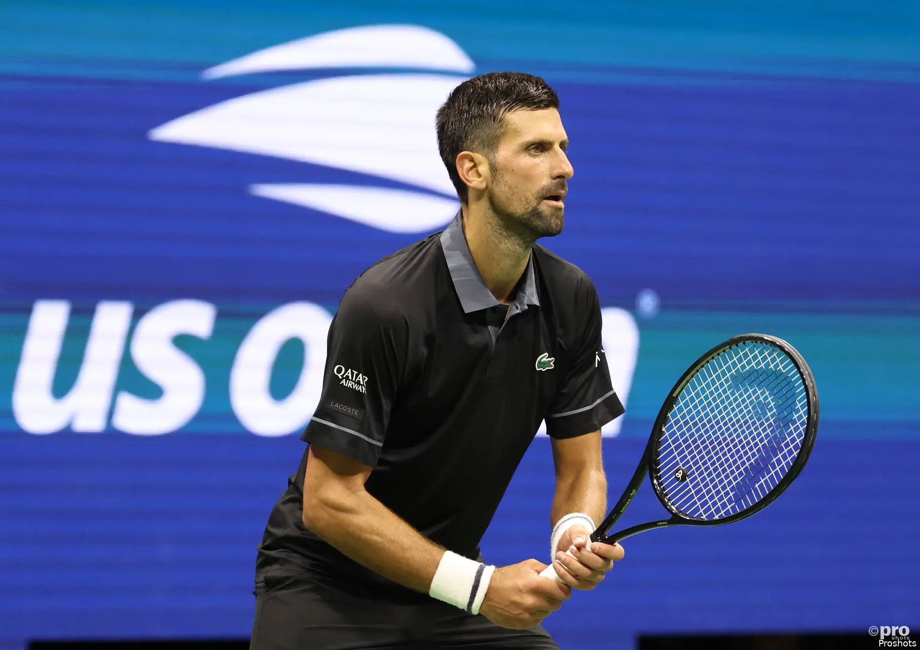 Novak Djokovic waiting for the ball at 2026 US Open.