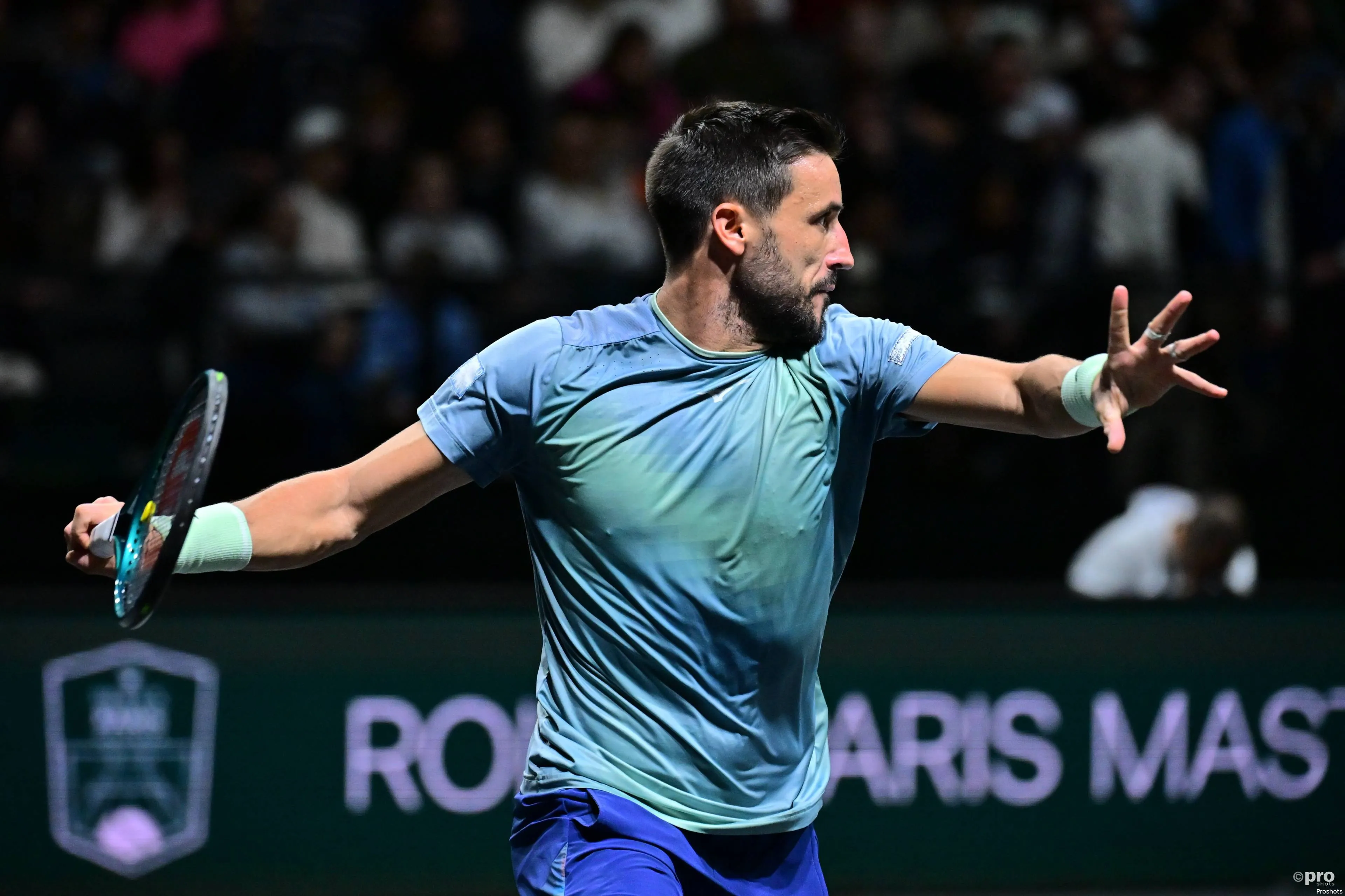 Damir Dzumhur ( Bosnia ) during the Rolex Paris Masters at Paris La Defense Arena on October 25, 2025 in Nanterre, France.