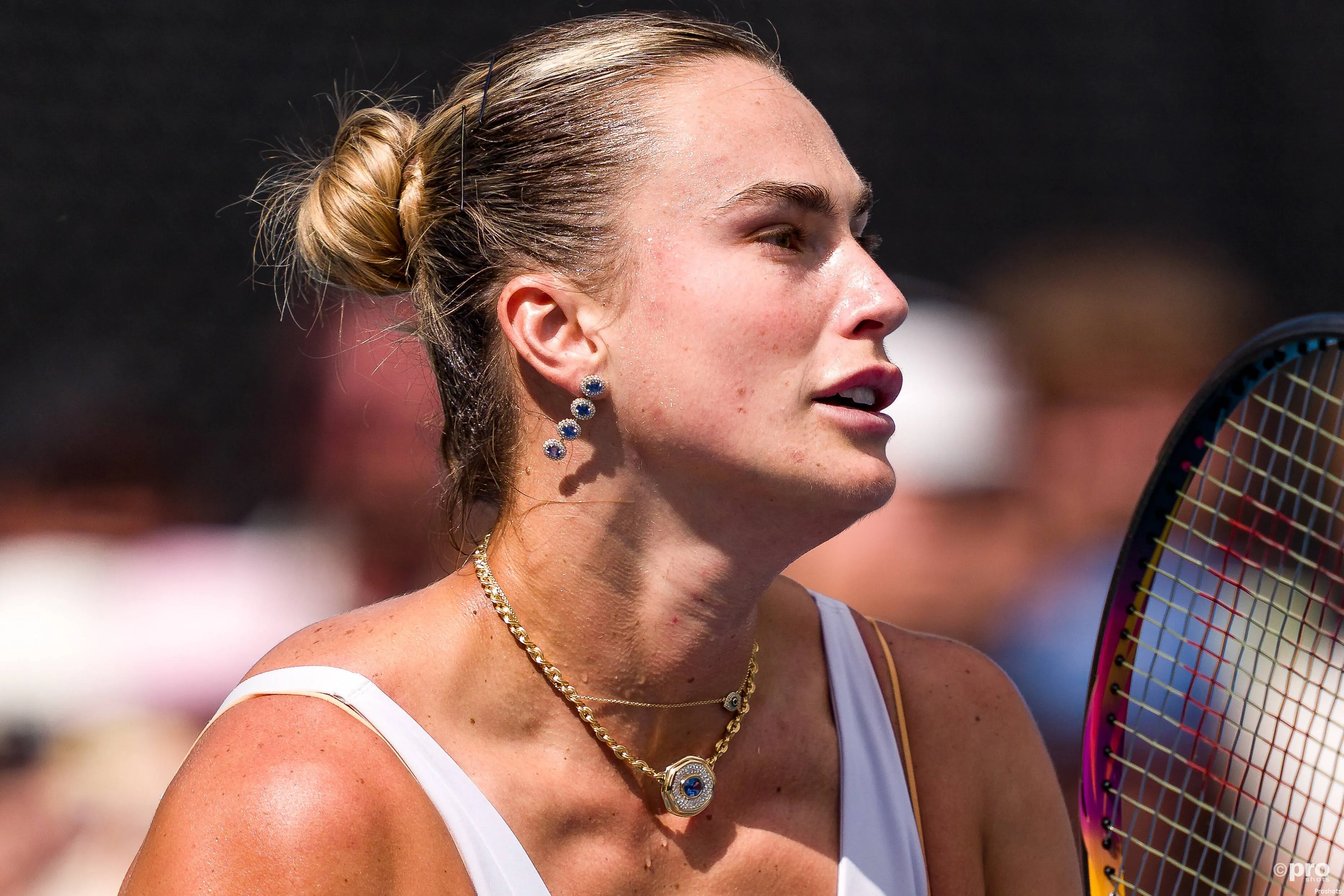 Aryna Sabalenka waits for the serve.