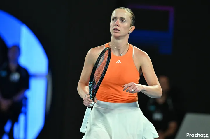 Elina Svitolina celebrates points win.