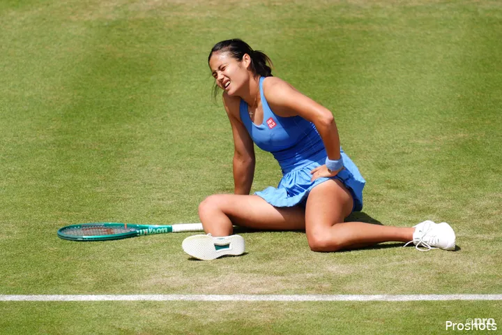 Raducanu after slipping.