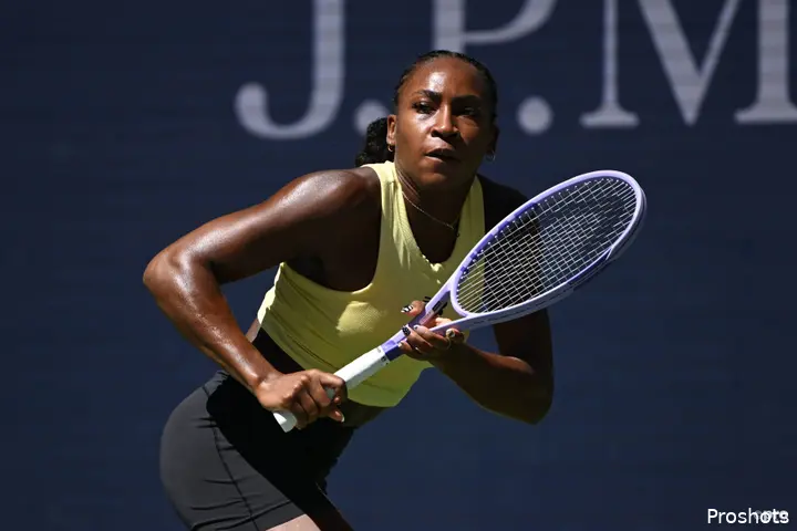 Gauff practices.