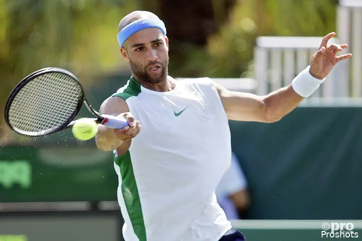 James Blake hitting the ball