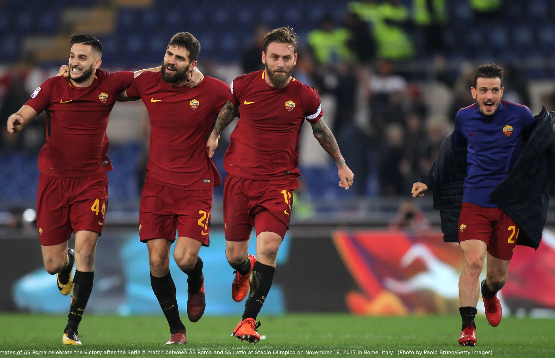 manolas de rossi fazio florenzi esultanza fine derby