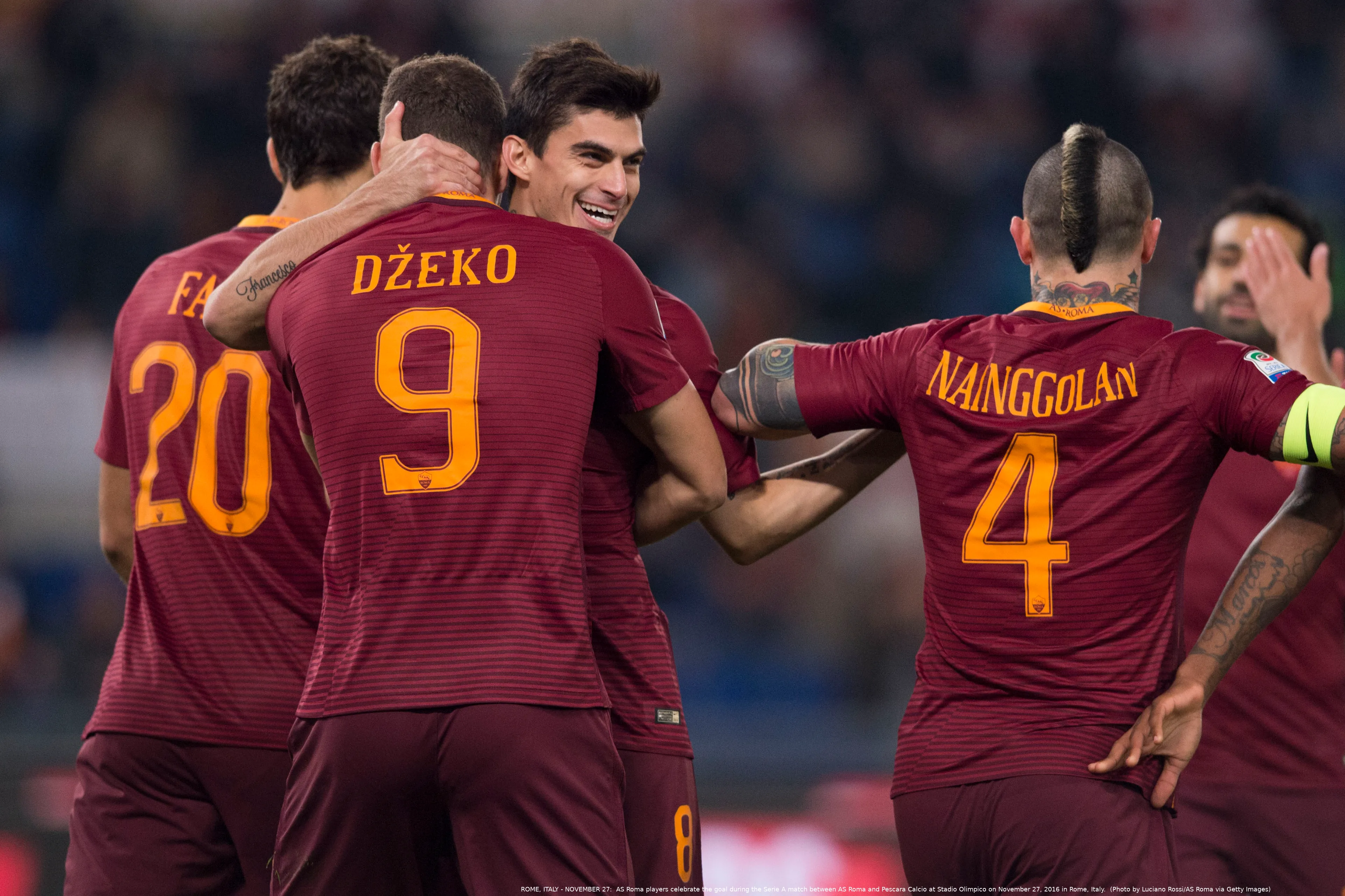 roma pescara esultanza gol dzeko perotti
