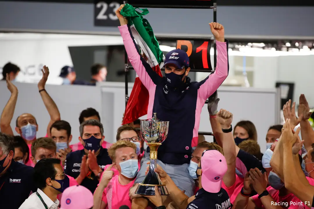 De overwinning van Pérez in Sakhir betekende veel voor de Mexicaan én voor Collins (Foto: Racing Point F1)<br>