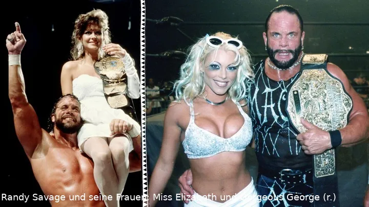 Randy Savage und seine Frauen: Miss Elizabeth und Gorgeous George (r.)