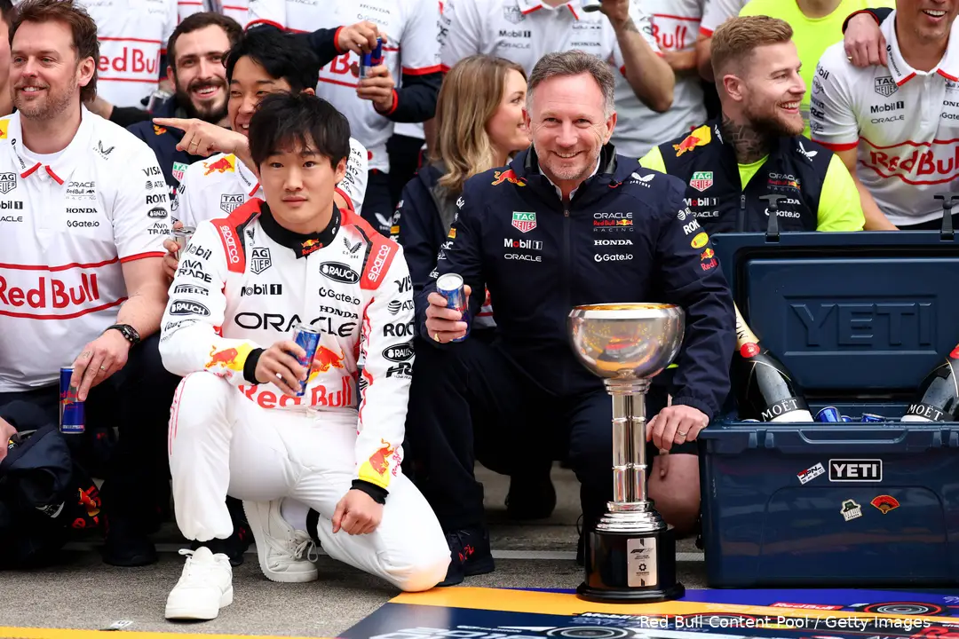 <i>Voor het eerst kwam Tsunoda dit weekend voor Red Bull Racing uit.</i>