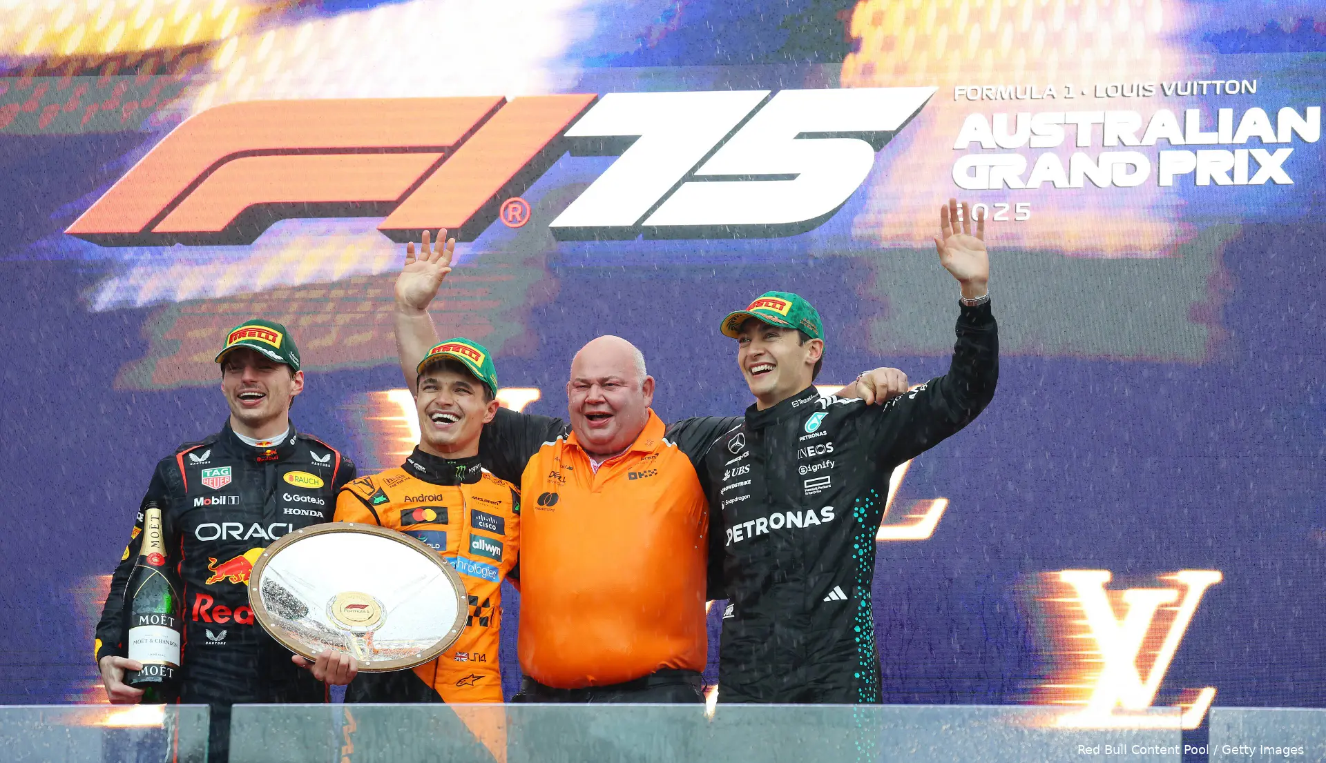 max verstappen podium 1 australie 2025 1 rob marshall lando norris george russell 13