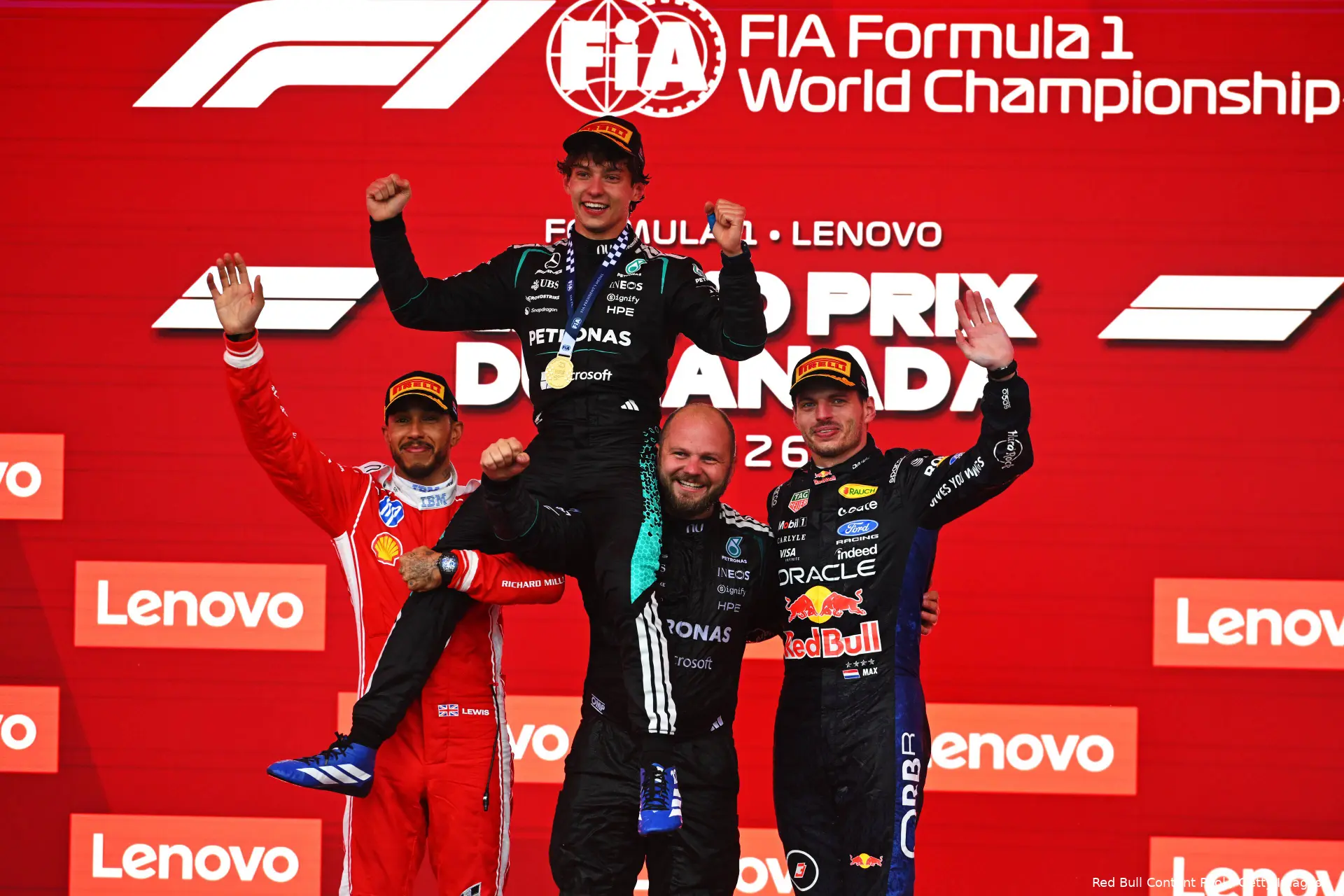 kimi-antonelli-mercedes-lewis-hamilton-ferrari-max-verstappen-red-bull-racing-2026-zondag-race-canada-podium