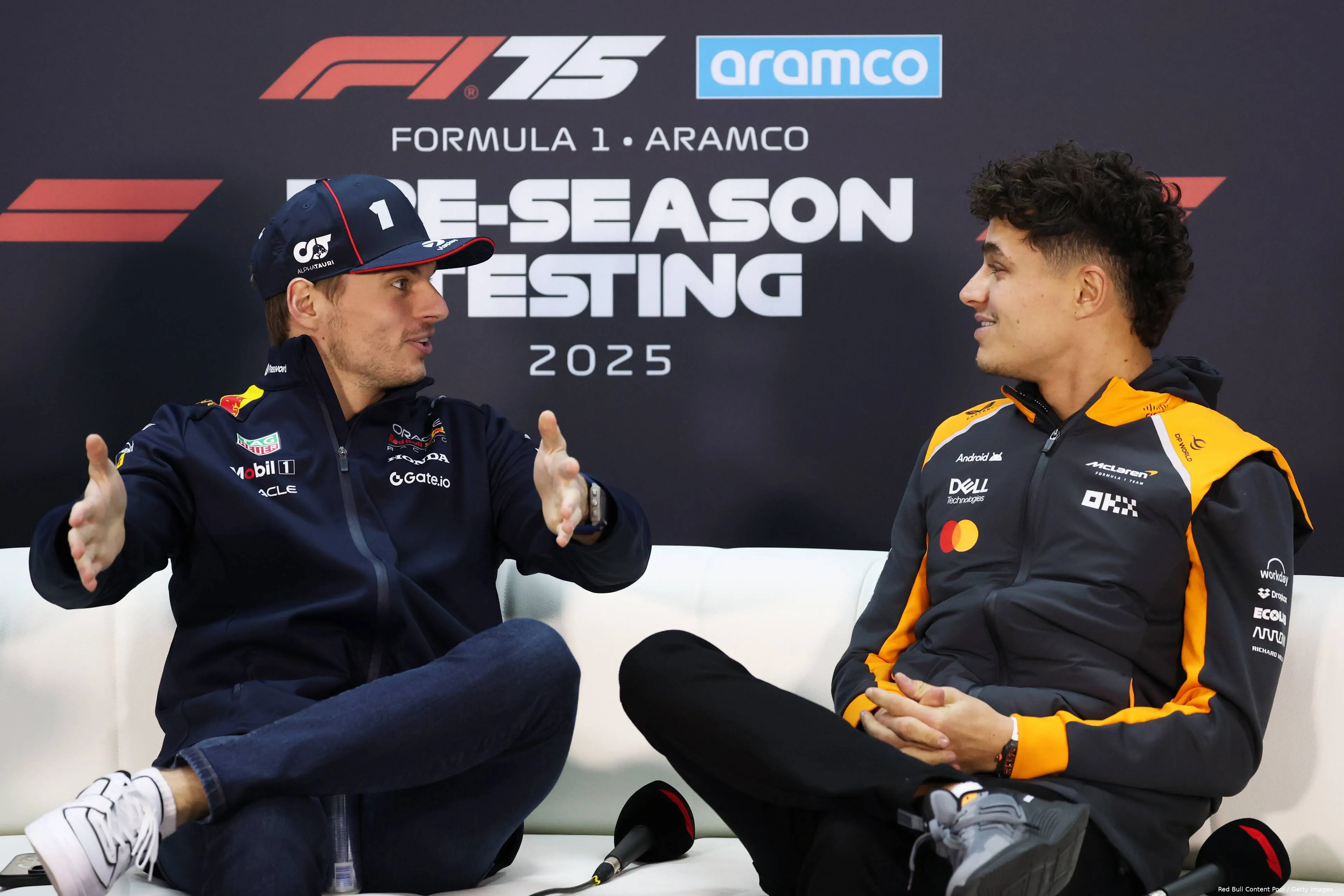 max verstappen lando norris wintertest bahrein 2025 16