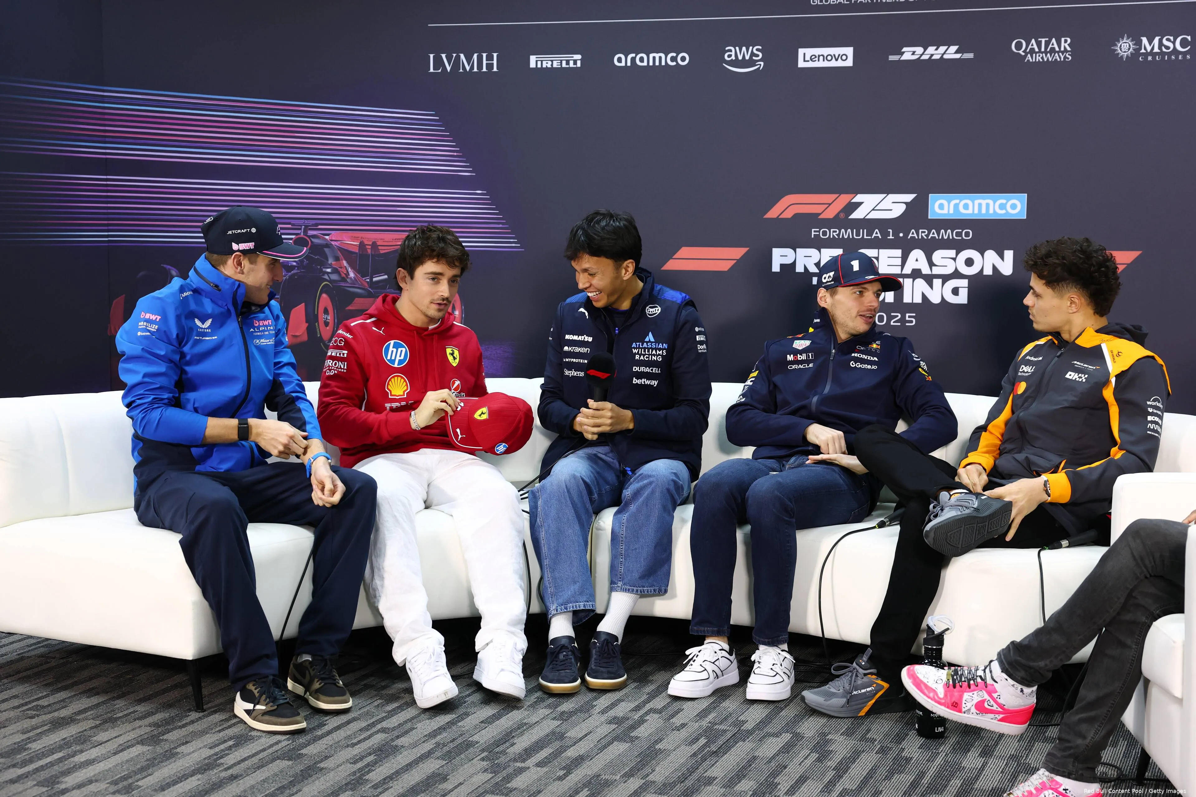 wintertest 2025 1 charles leclerc jack doohan alexander albon max verstappen lando norris
