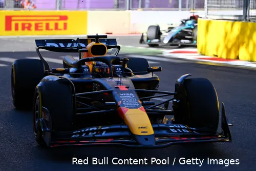 Verstappen in actie in Bakoe afgelopen zondag.&nbsp;