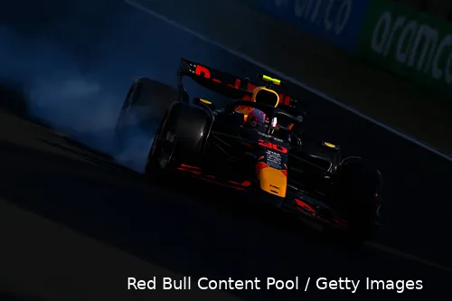 <i>Lawson geeft aan dat hij problemen heeft met de banden.</i>