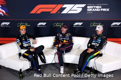 max verstappen red bull racing oscar piastri lando norris top drie zaterdag kwalificatie silverstone groot brittannie 2025 4