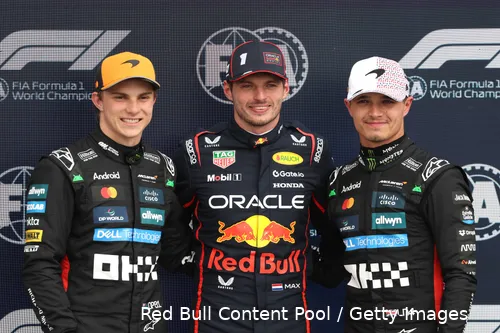 max verstappen red bull racing oscar piastri lando norris top drie zaterdag kwalificatie silverstone groot brittannie 2025