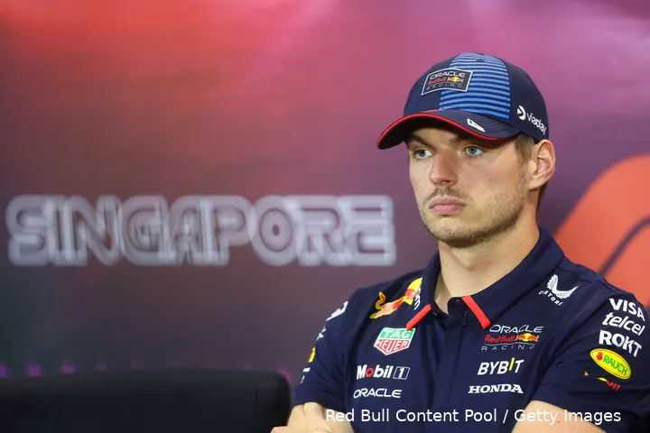 <i>Verstappen haalde zich problemen op de hals in de persconferentie.</i>