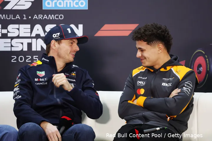 Tussen Verstappen en Norris is de sfeer in ieder geval relaxed.