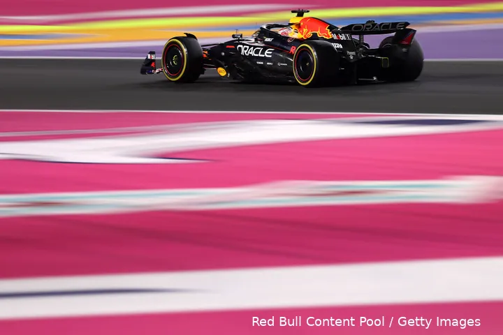 <i>Verstappen in zijn long run.</i>