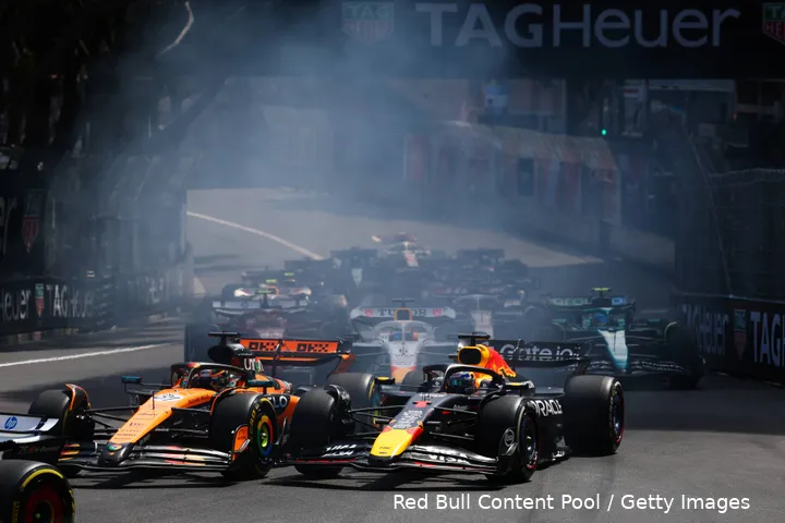 max verstappen red bull racing oscar piastri mclaren 2025 monaco zondag race start