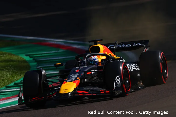 <i>Verstappen in Imola.</i>