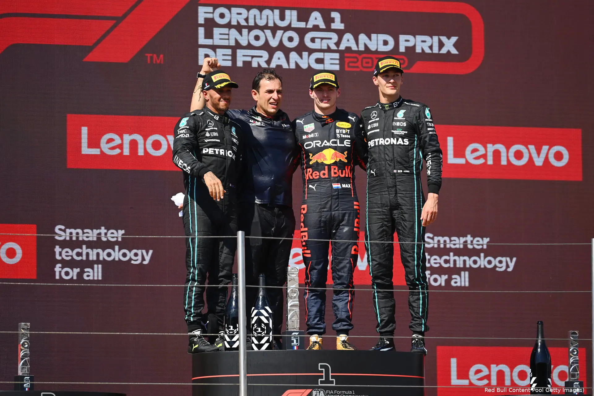 Lewis Hamilton Max Verstappen George Russell Red Bull Racing Mercedes GP Frankrijk 2022