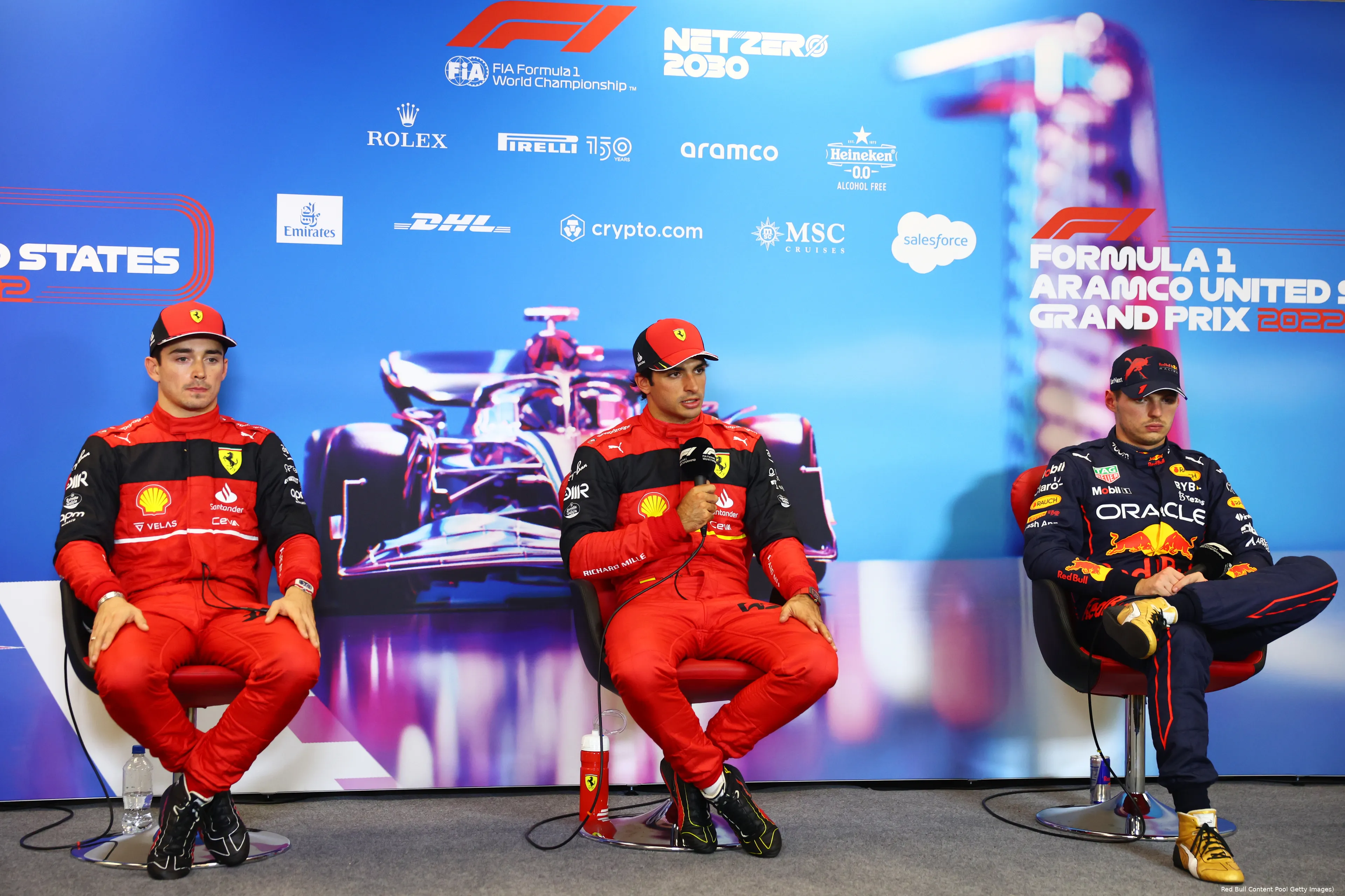 Charles Leclerc Carlos Sainz Max Verstappen Ferrari Red Bull Racing F1 GP Verenigde Staten 2022