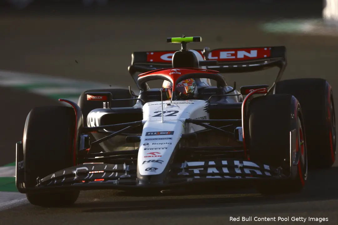 Yuki Tsunoda in zijn AlphaTauri, GP Saoedi-Arabië 2023, kwaliicatie (Foto:
Red Bull Content Pool / Getty Images)