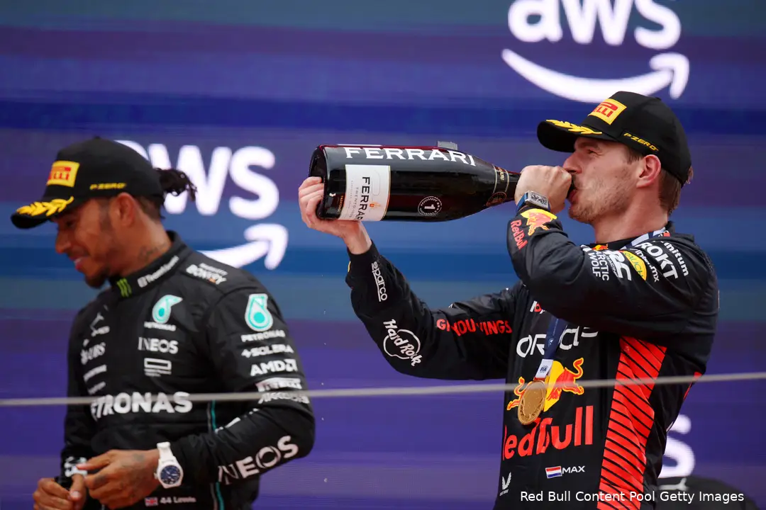 verstappen hamilton podium red bull mercedes spanje 2023