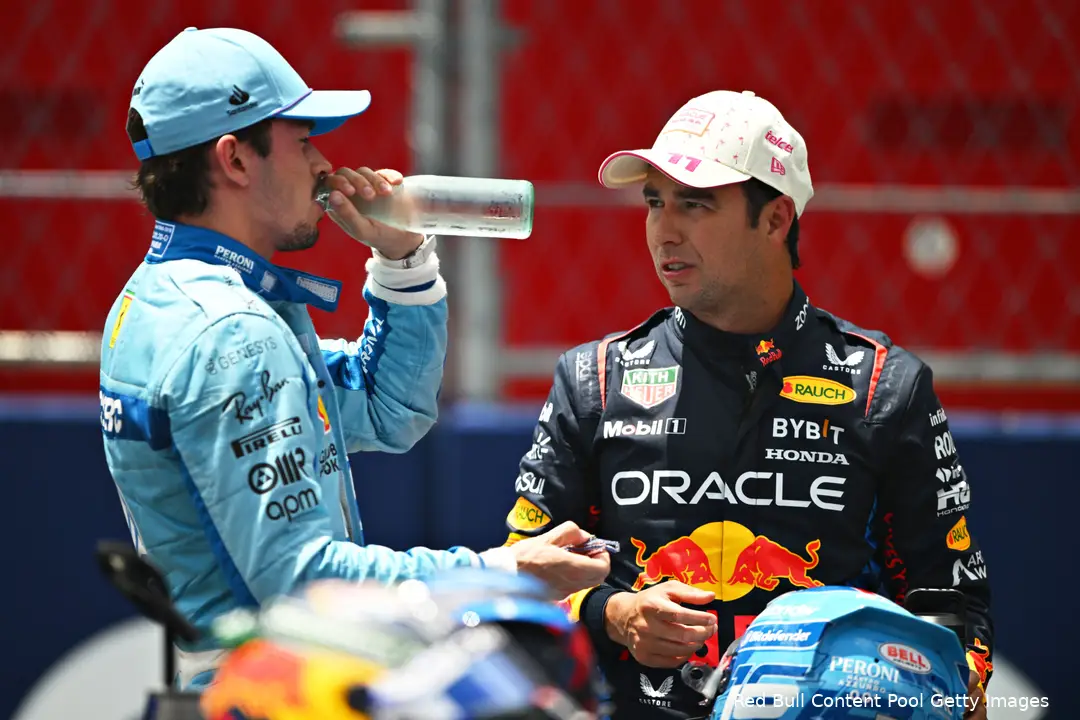 sergio perez redbullracing miami zaterdag 2024 charles leclerc