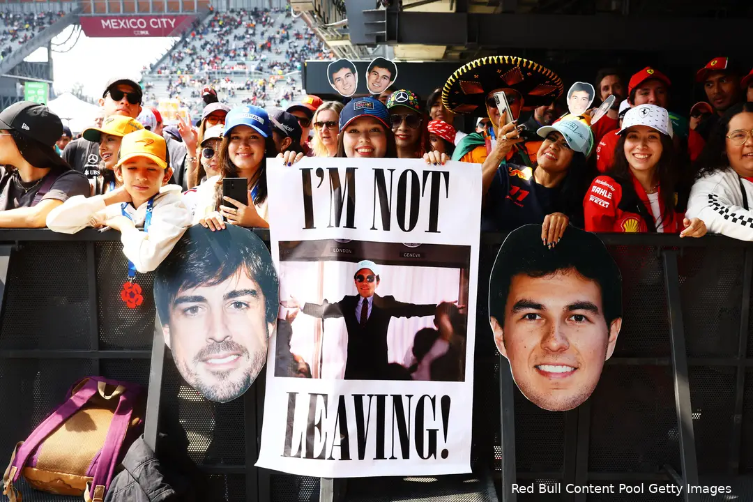 red bull racing gp mexico zaterdag 2024 fans sergio perez fernando alonso