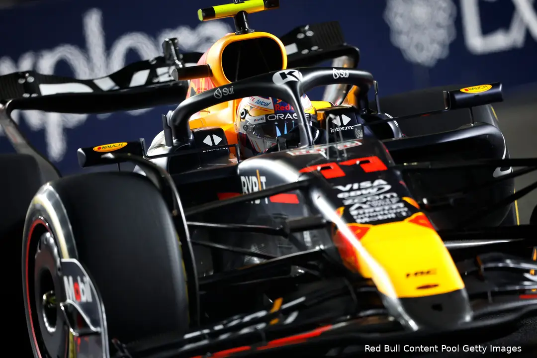 Voor Pérez eindigde het feestje al in Q1, kwalificatie GP Las Vegas 2024.