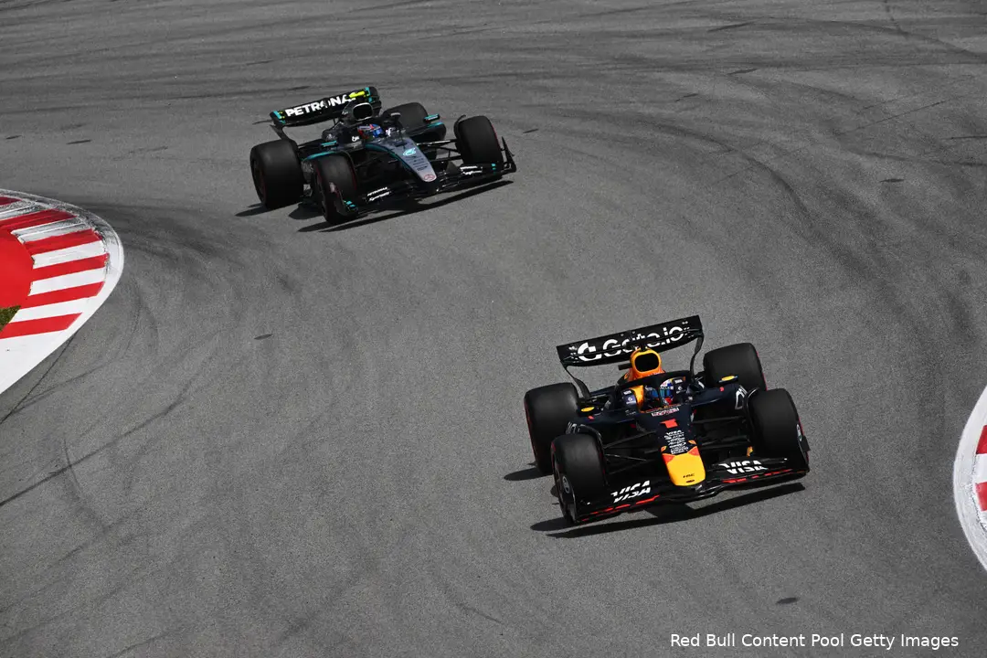 max verstappen 2025 spanje race red bull racing george russell