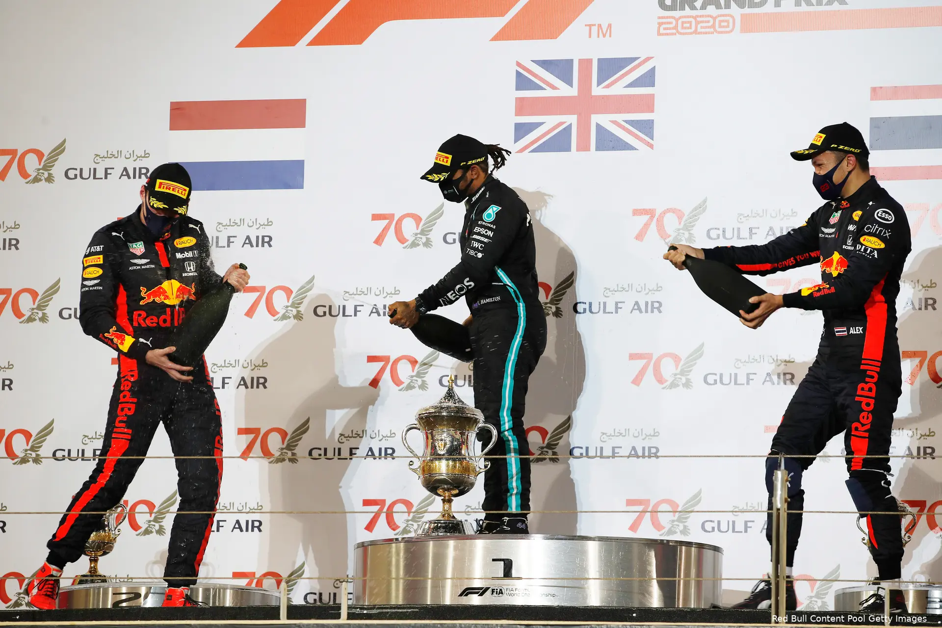 Bahrein podium Verstappen Albon Hamilton