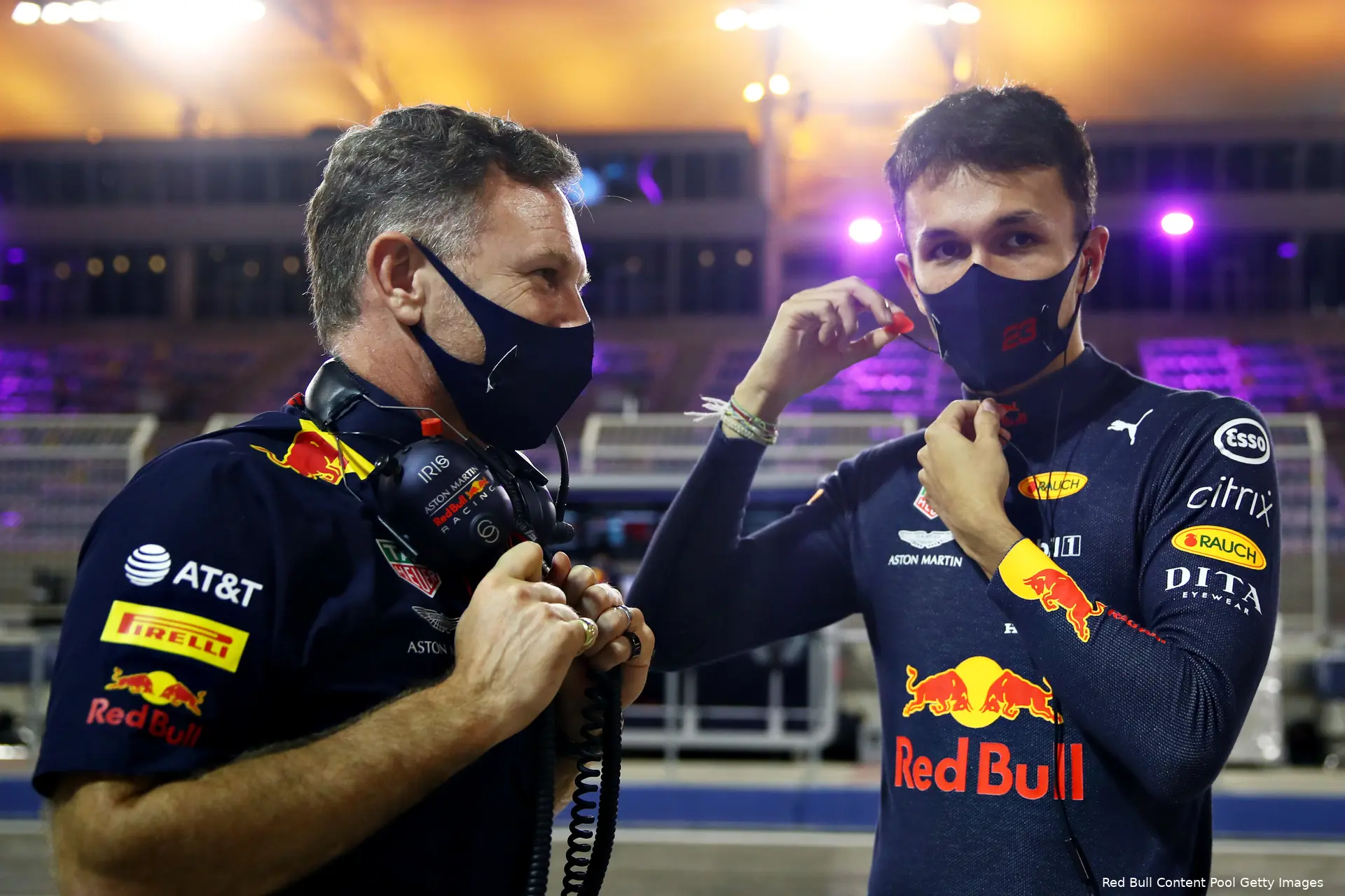 Christian Horner en Alexander Albon Red Bull