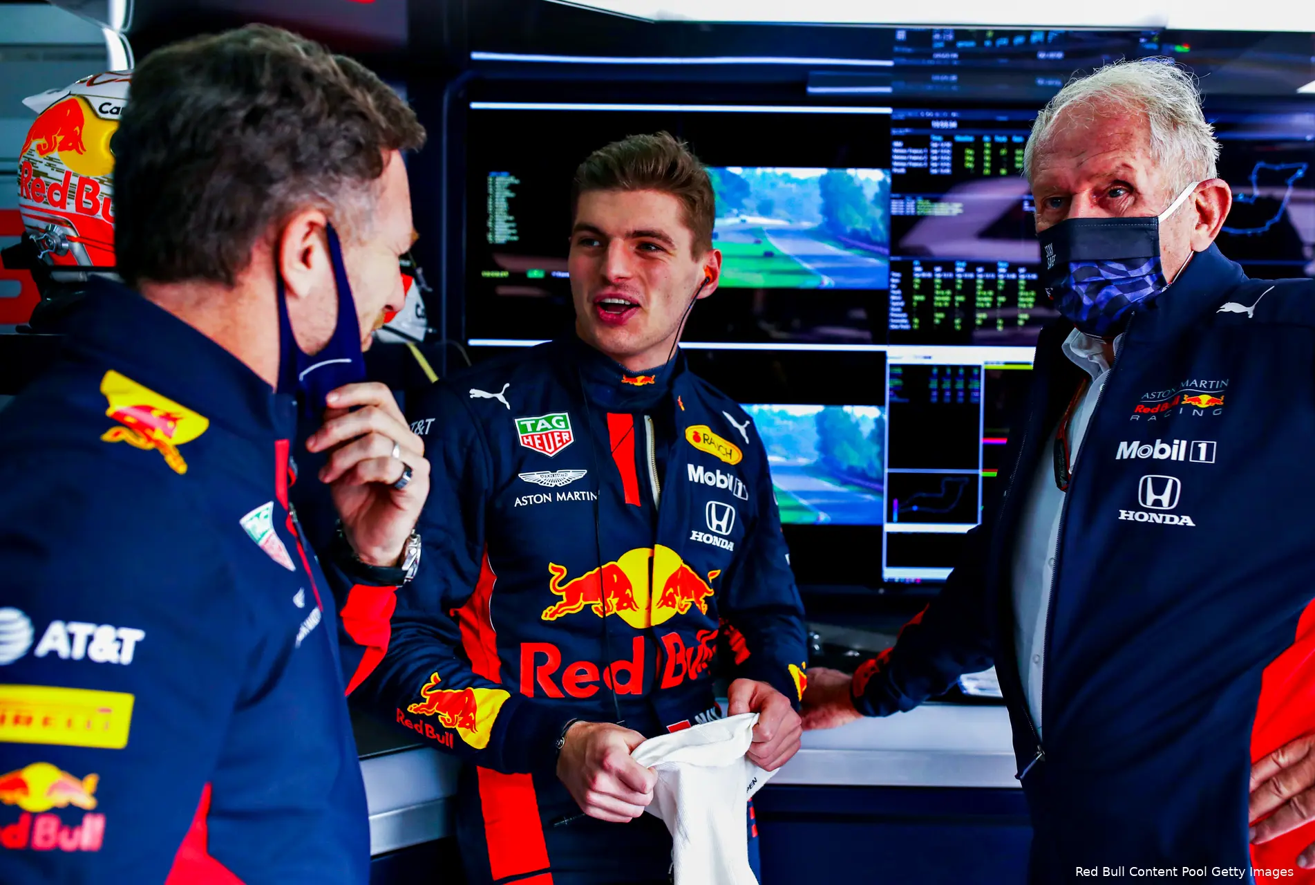 Helmut Marko Christian Horner Max Verstappen
