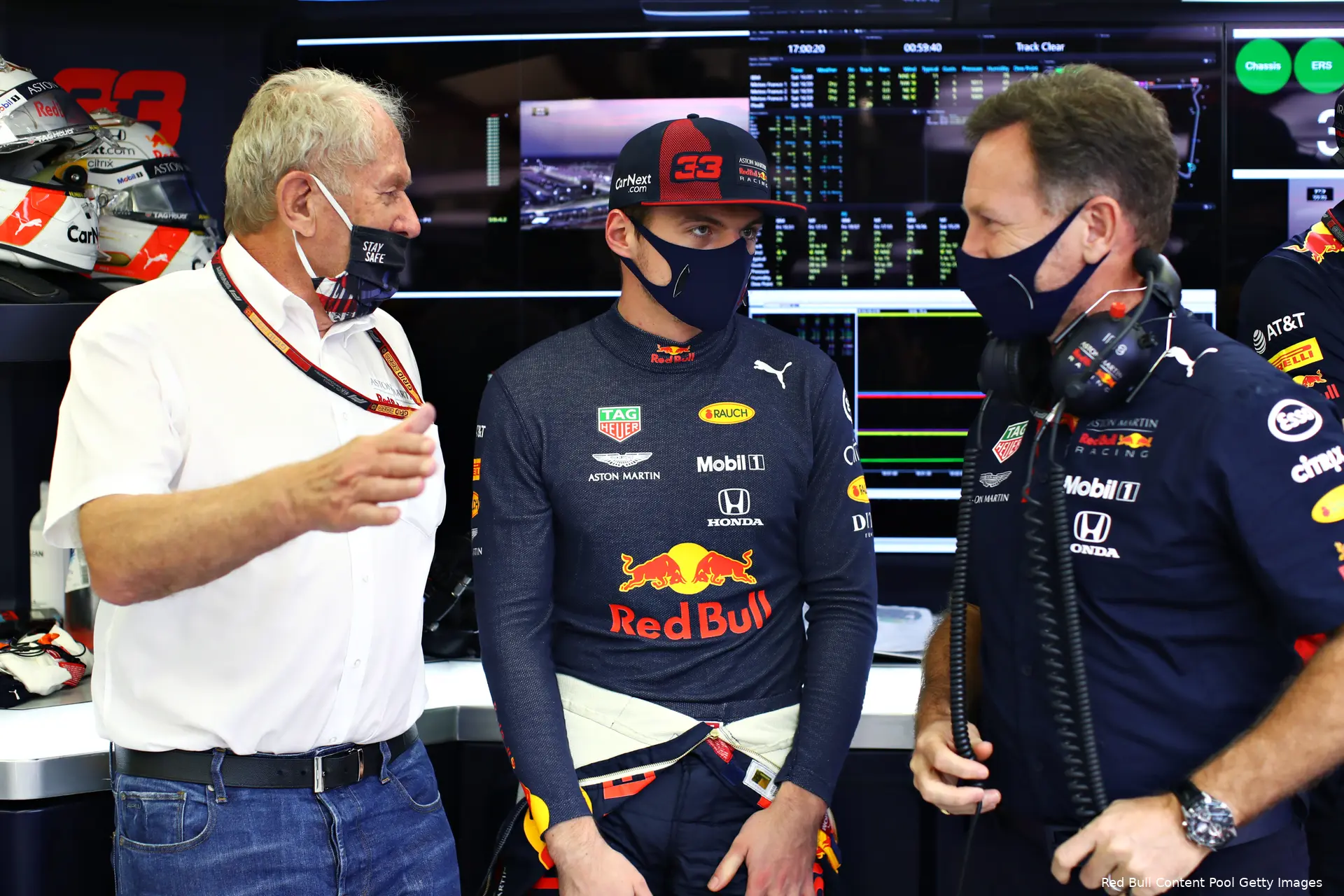 Helmut Marko Max Verstappen Christian Horner Red Bull Racing