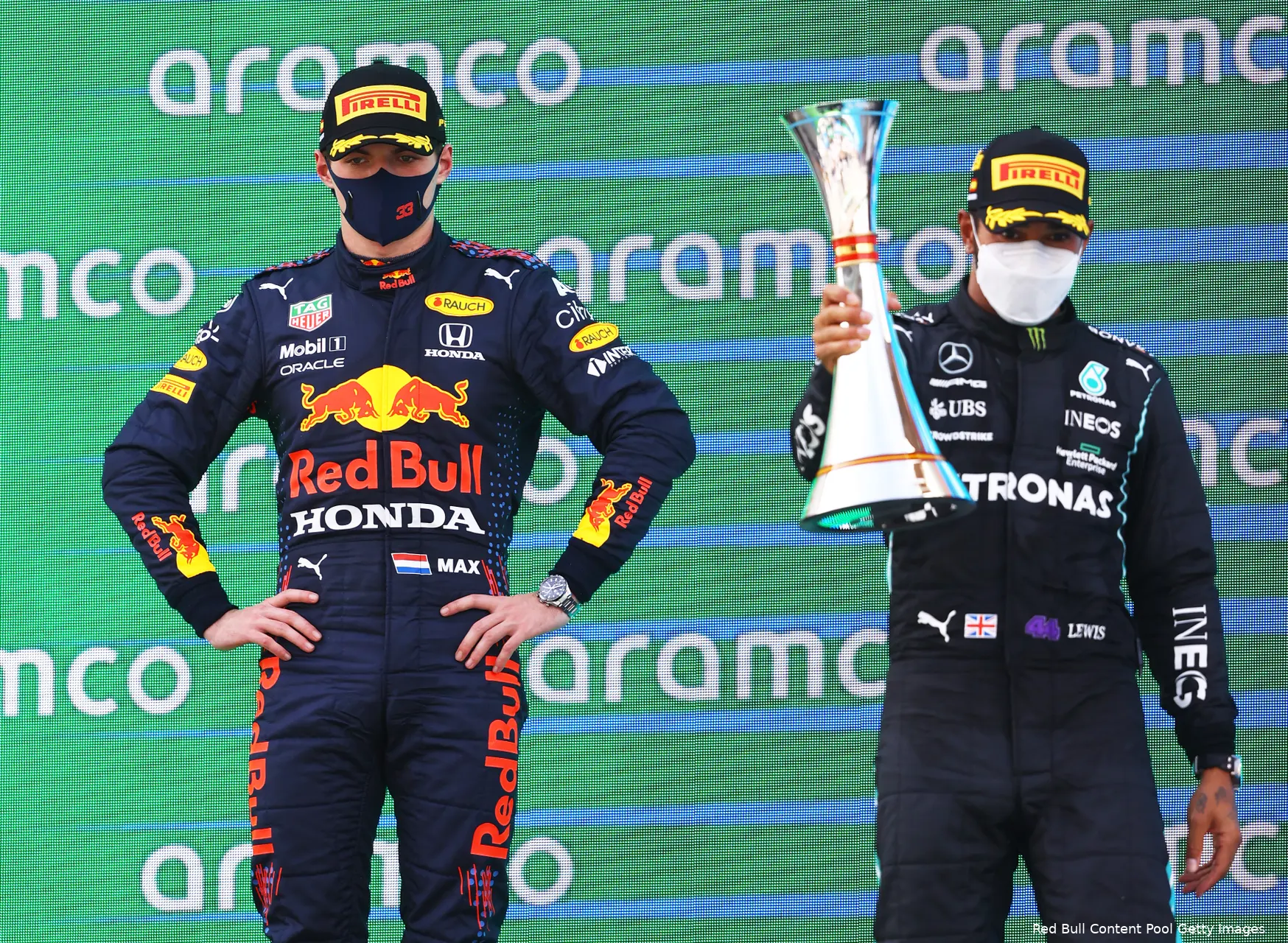 Max Verstappen Lewis Hamilton Podium Spanje