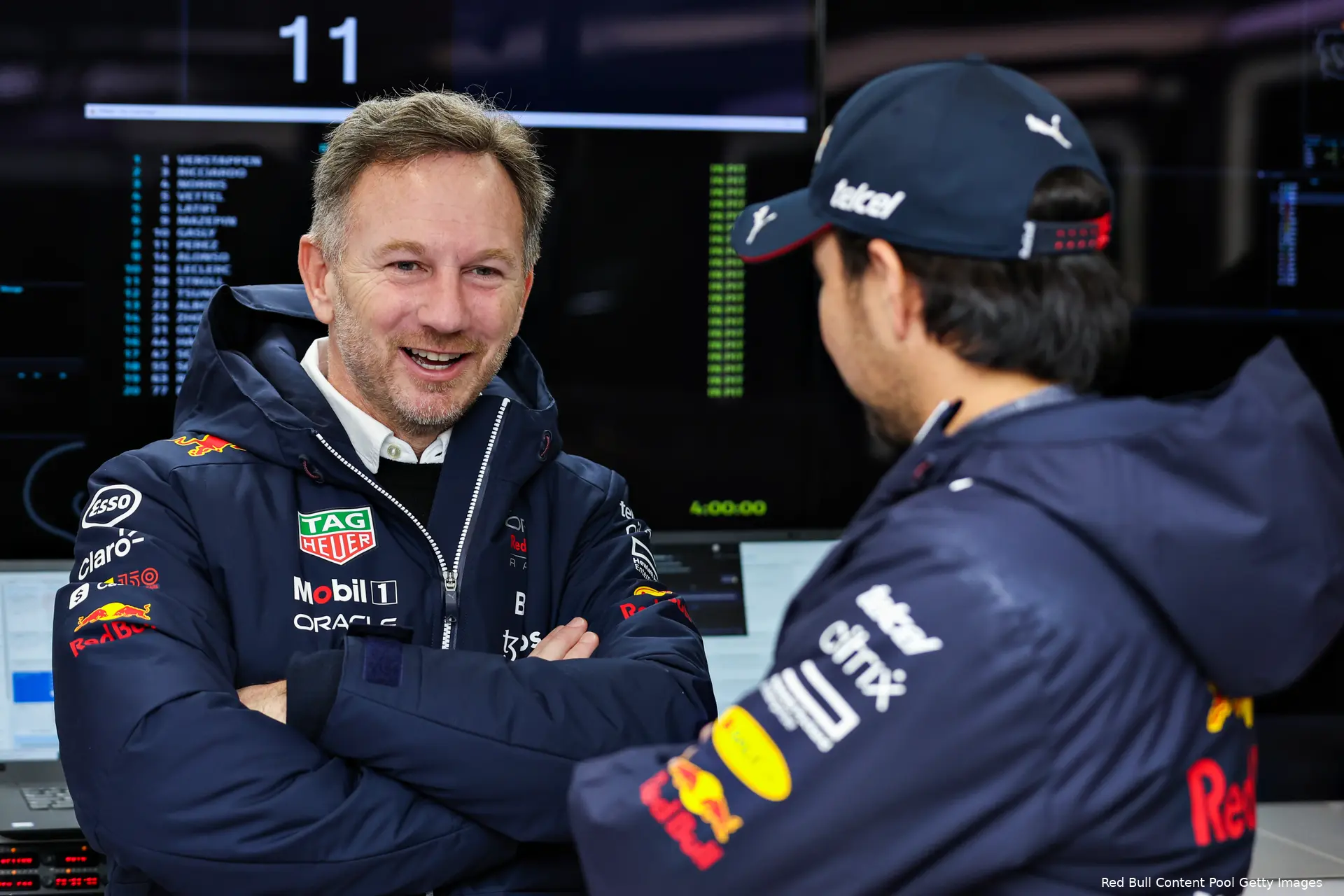 Christian Horner Sergio Pérez Red Bull Racing Test Barcelona