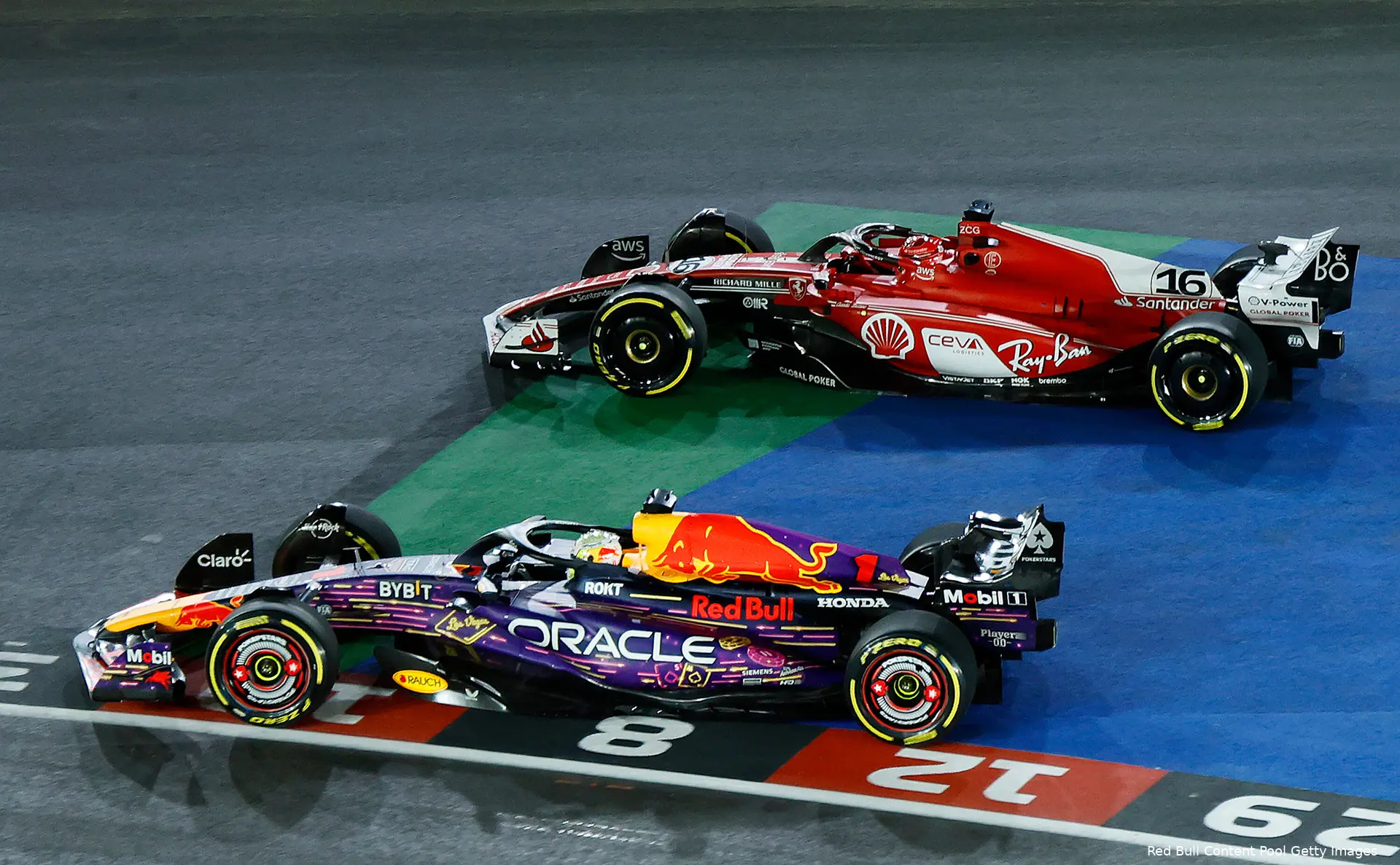 verstappen leclerc lasvegas redbull ferrari