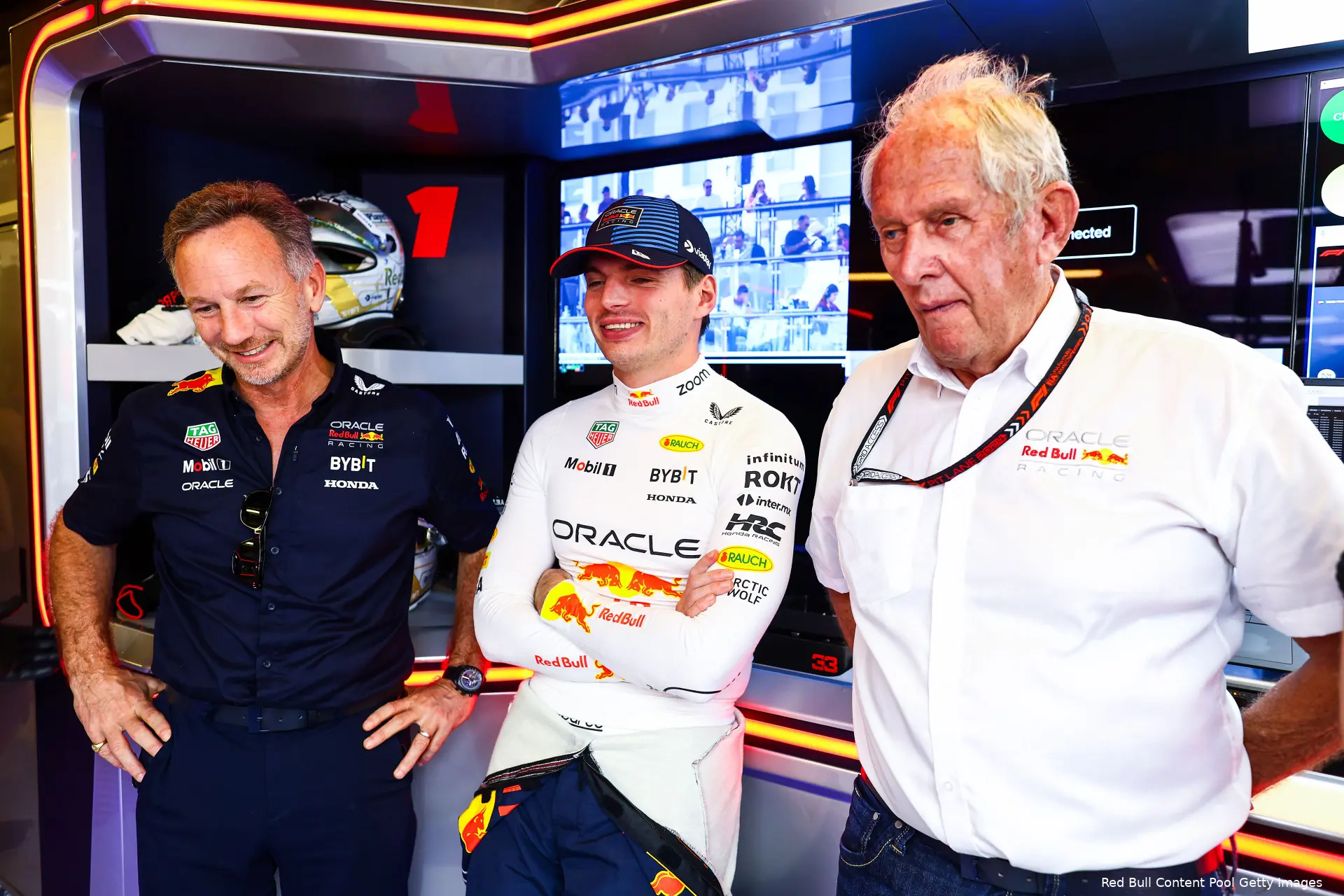 christian horner max verstappen helmut marko lach abu dhabi 2024 1