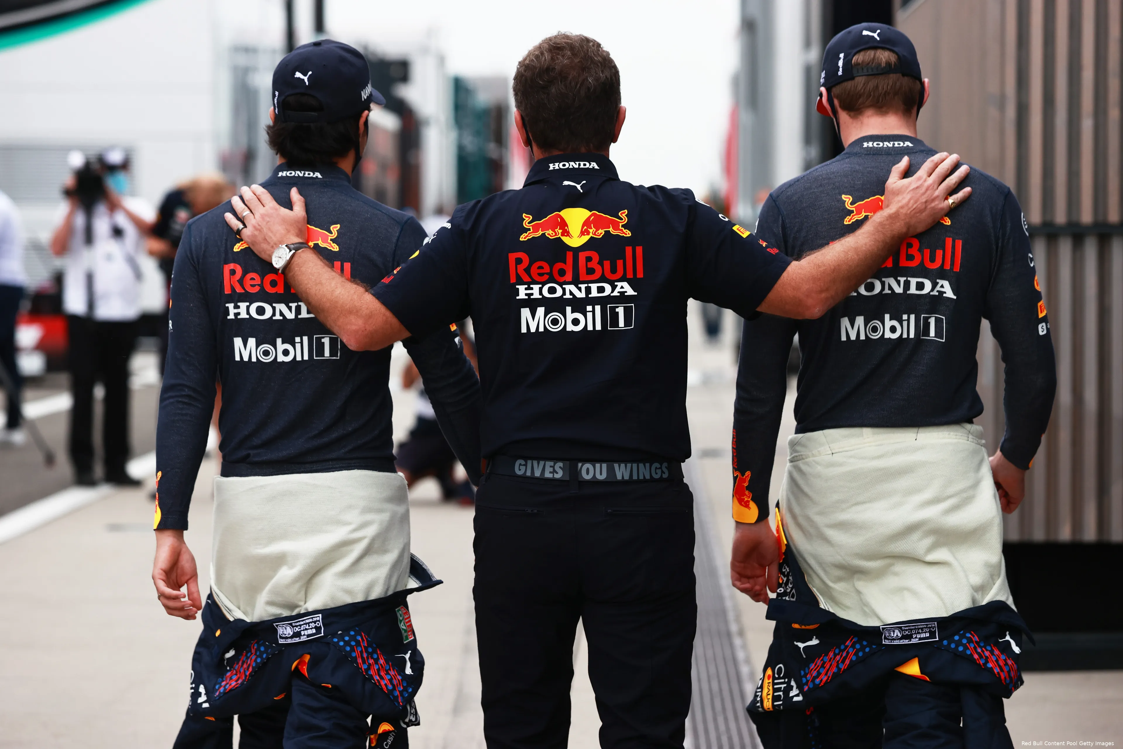 Christian Horner Sergio Perez Max Verstappen
